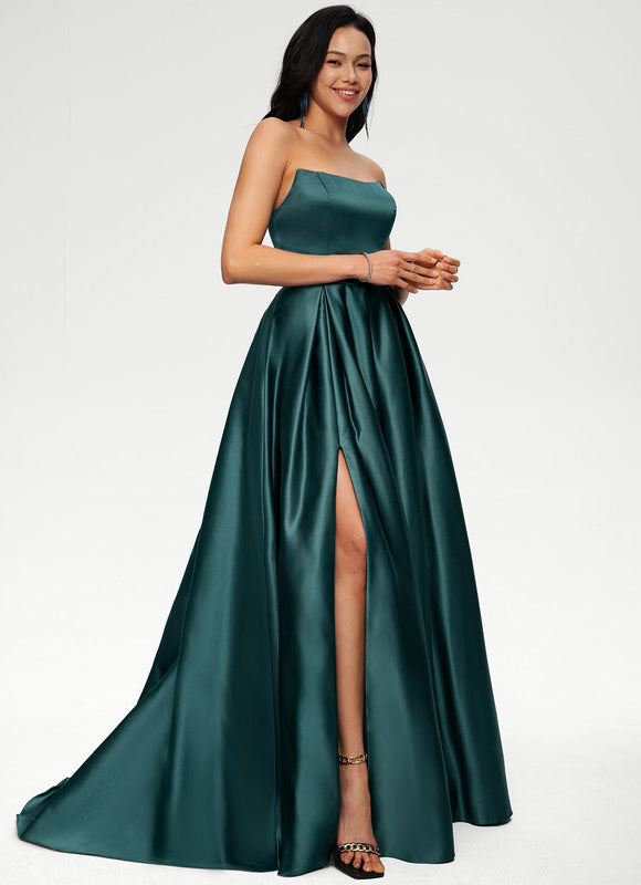 Robe De Princesse Satin Émeraude - gallery 4