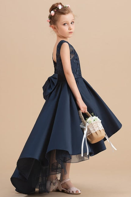 Robe De Princesse Satin Marine Élégante - gallery 1