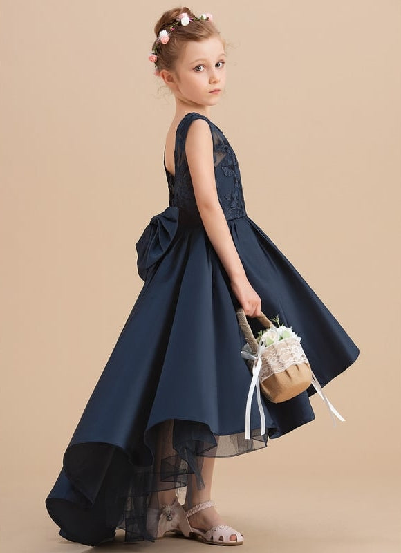 Robe De Princesse Satin Marine Élégante - gallery 1