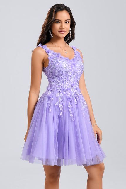 Robe De Princesse Courte Lilas Florale - gallery 3