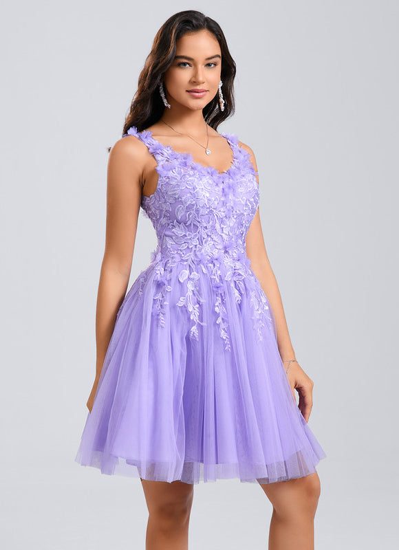 Robe De Princesse Courte Lilas Florale - gallery 3