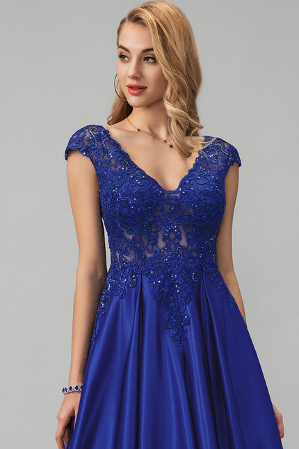 Robe De Princesse Soirée Bleue Satinée - gallery 4