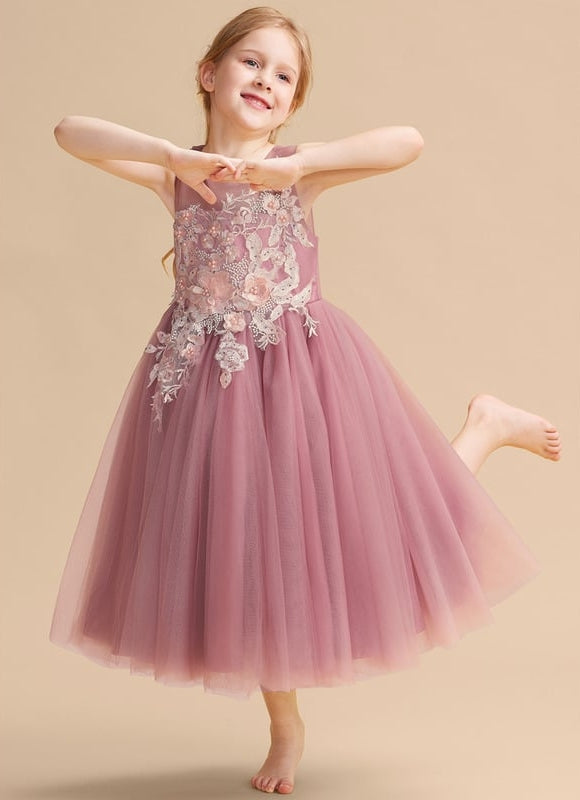 Robe De Princesse Tulle Rose Ornée