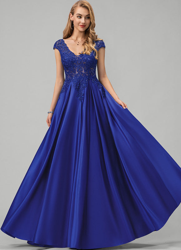 Robe De Princesse Soirée Bleue Satinée