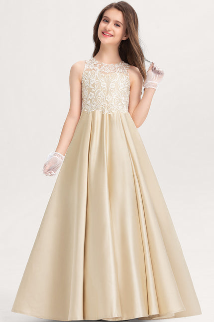 Robe De Princesse Satin Beige Ornée - gallery 2