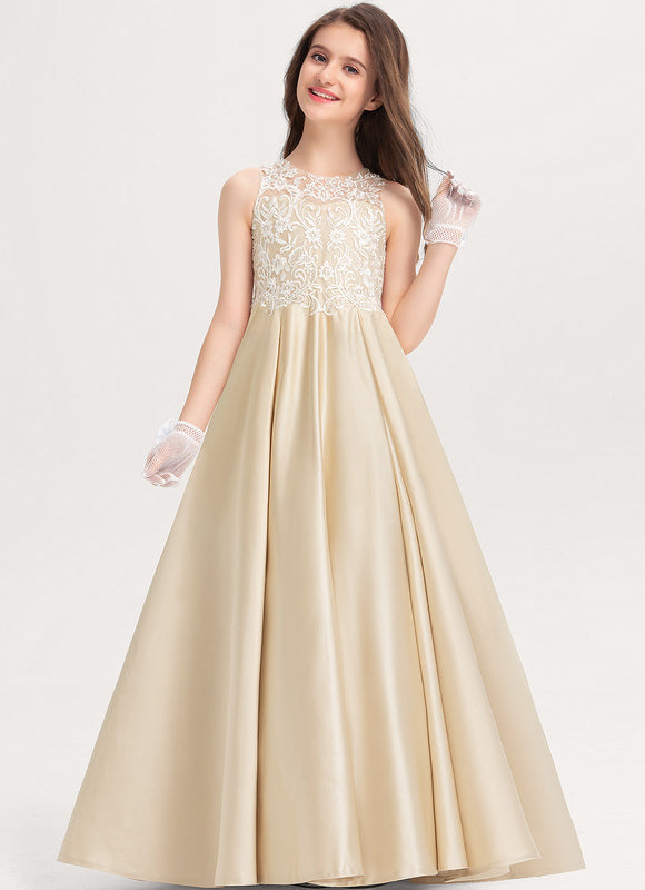 Robe De Princesse Satin Beige Ornée - gallery 2