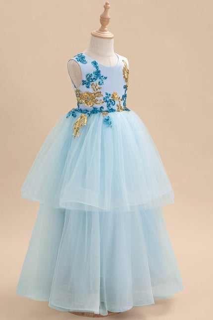 Robe De Princesse Tulle Bleu Floral - gallery 2