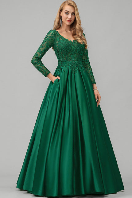 Robe De Princesse Satin Verte - gallery 2
