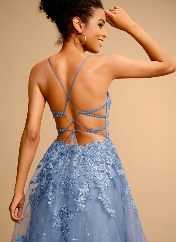 Robe De Princesse Satinée Céleste - gallery 1
