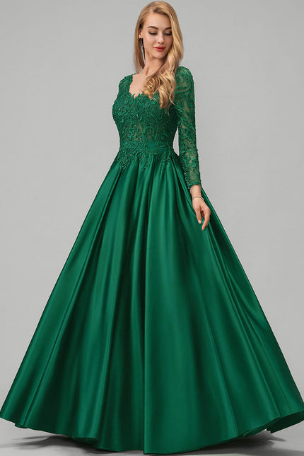 Robe De Princesse Satin Verte - gallery 1