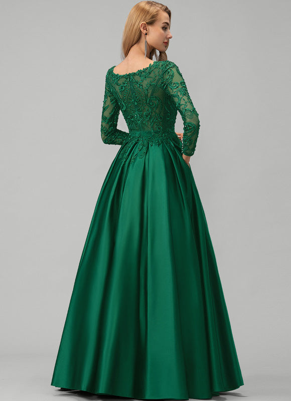 Robe De Princesse Satin Verte - gallery 3