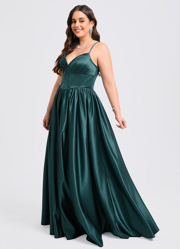 Robe De Princesse Satin Fluide Ras Du Sol - gallery 6
