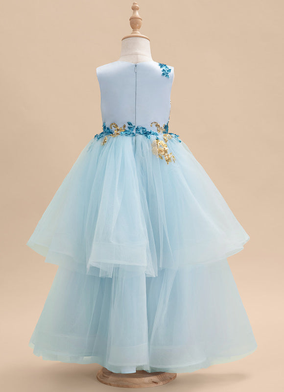 Robe De Princesse Tulle Bleu Floral - gallery 4