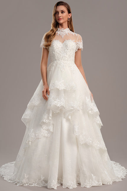 Robe De Princesse Nuptiale En Dentelle - gallery 2