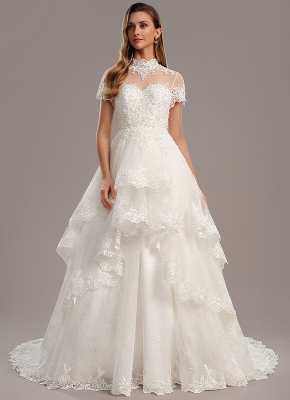 Robe De Princesse Nuptiale En Dentelle - gallery 2