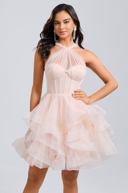 Robe De Princesse Tulle Asymétrique Saumon - gallery 2
