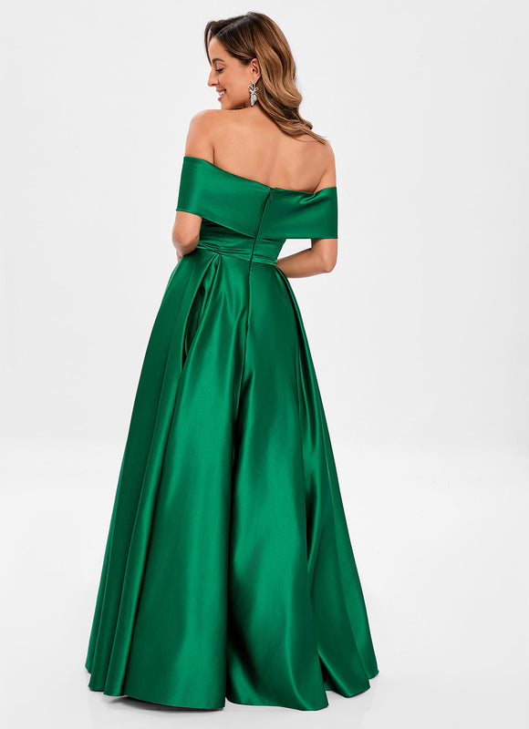 Robe De Princesse Satin Émeraude Chic - gallery 6