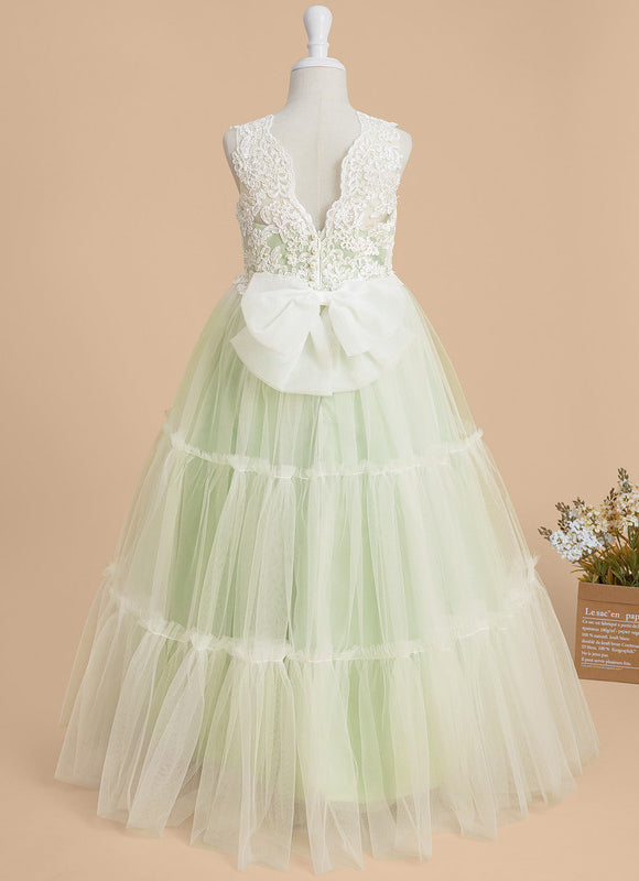 Robe De Princesse Tulle Vert Pâle - gallery 3