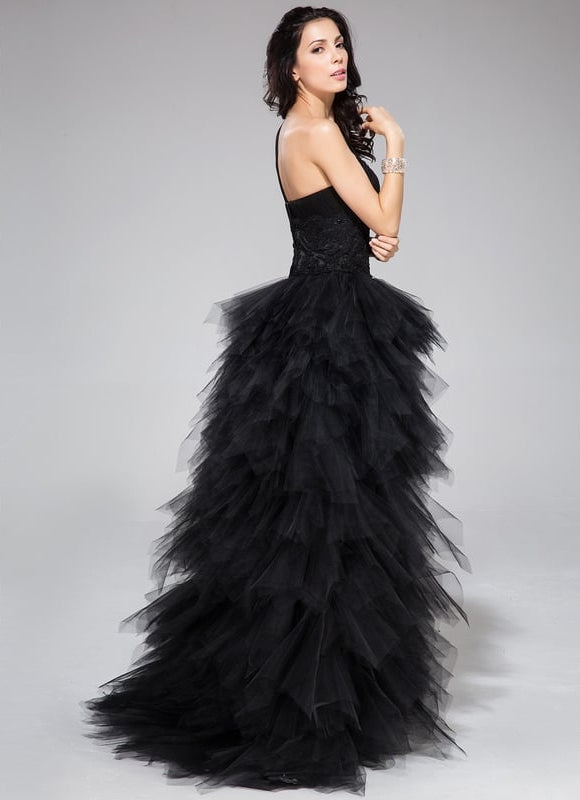 Robe De Princesse Asymétrique À Volants - gallery 3