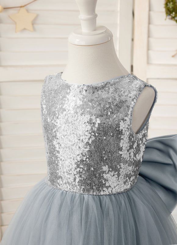 Robe De Princesse Tulle Gris Argenté - gallery 1