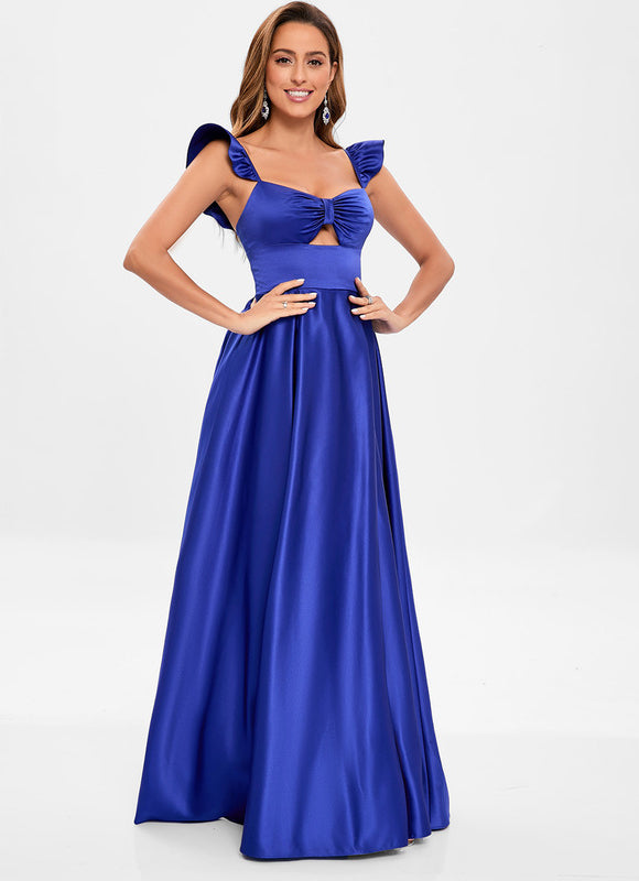 Robe De Princesse Satin Bleu Royal - gallery 4