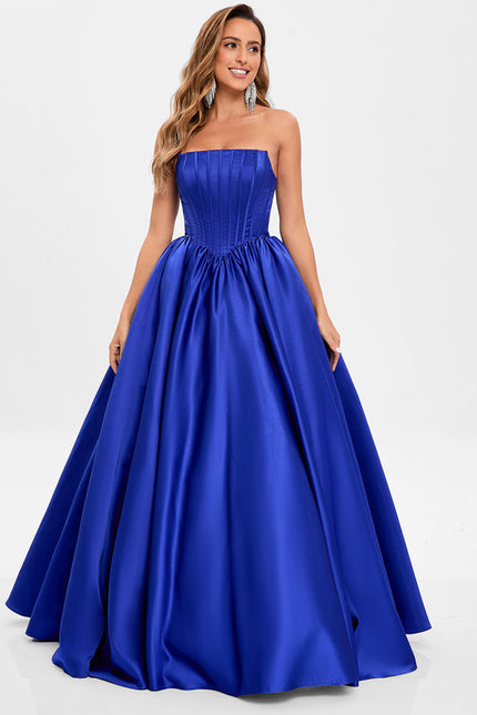 Robe De Princesse Satin Bleu - gallery 1