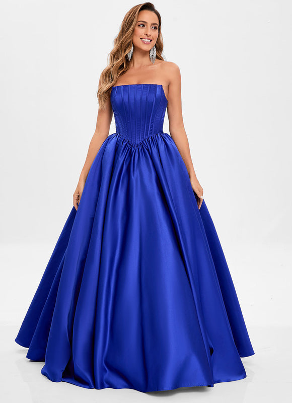 Robe De Princesse Satin Bleu - gallery 1