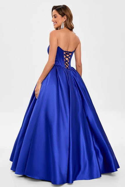 Robe De Princesse Satin Bleu - gallery 5