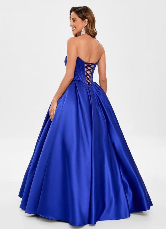 Robe De Princesse Satin Bleu - gallery 5
