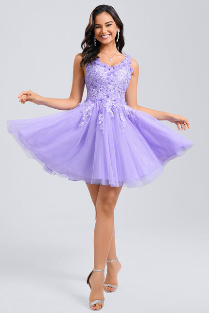 Robe De Princesse Courte Lilas Florale - gallery 5