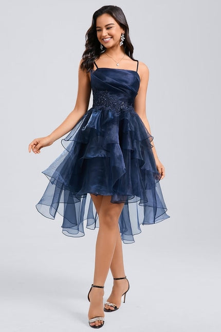 Robe De Princesse Soirée Fluide Bleu Nuit - gallery 1