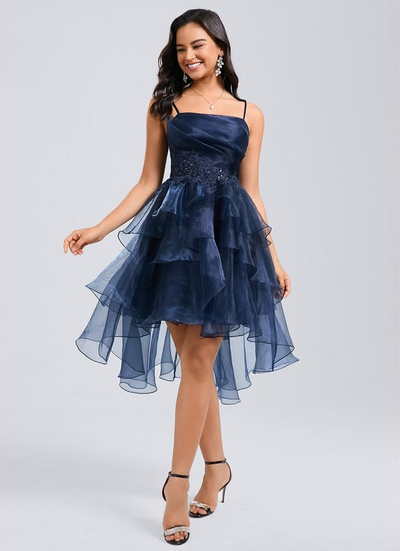 Robe De Princesse Soirée Fluide Bleu Nuit - gallery 1