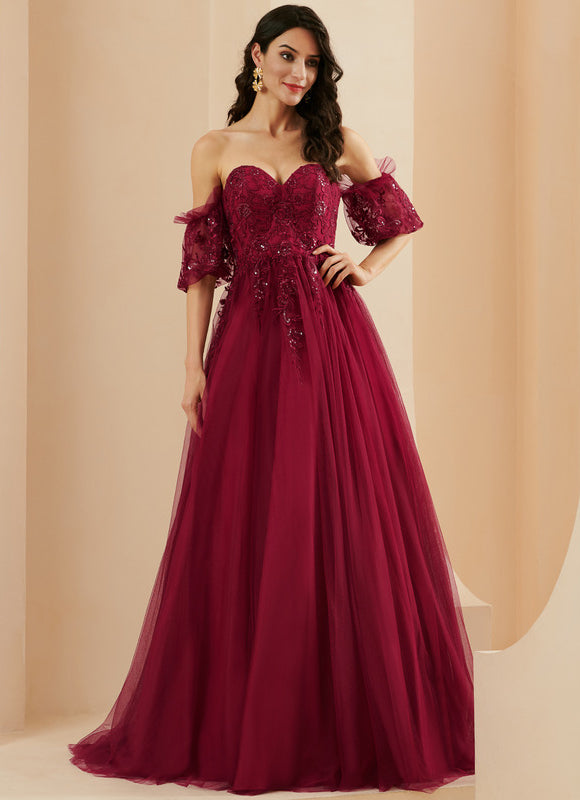 Robe De Princesse Bordeaux Évasée - gallery 3
