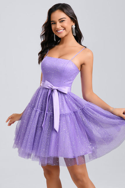 Robe De Princesse Tulle Violet Scintillant - gallery 1
