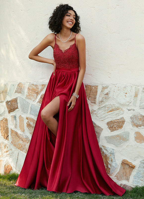 Robe De Princesse Satinée Rouge - gallery 2