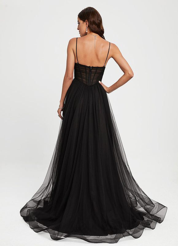 Robe De Princesse Tulle Noire Élégante - gallery 5