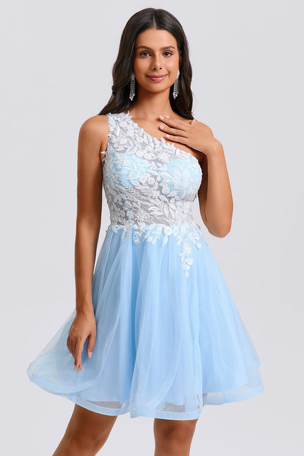 Robe De Princesse Asymétrique Tulle Bleu - gallery 3