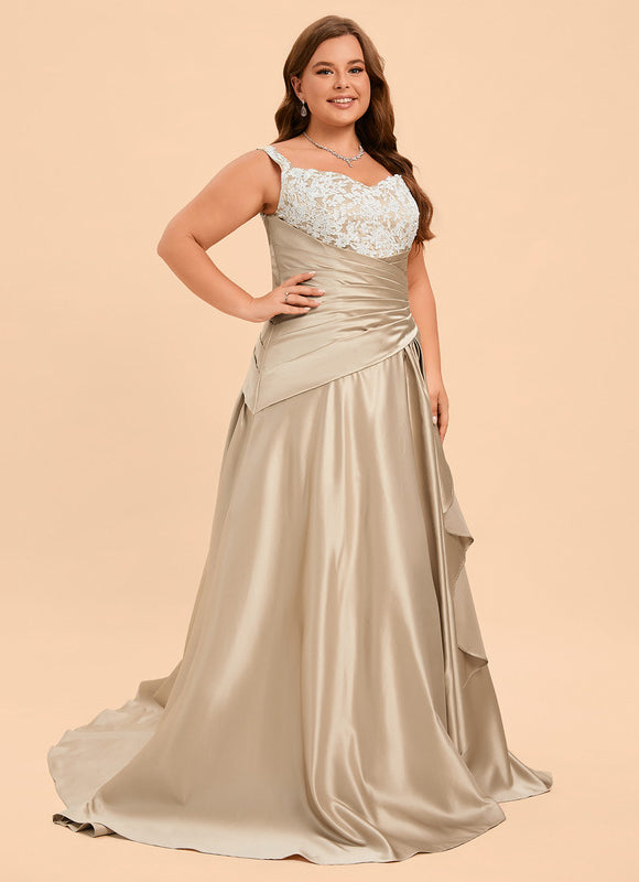 Robe De Princesse Satinée Beige - gallery 6