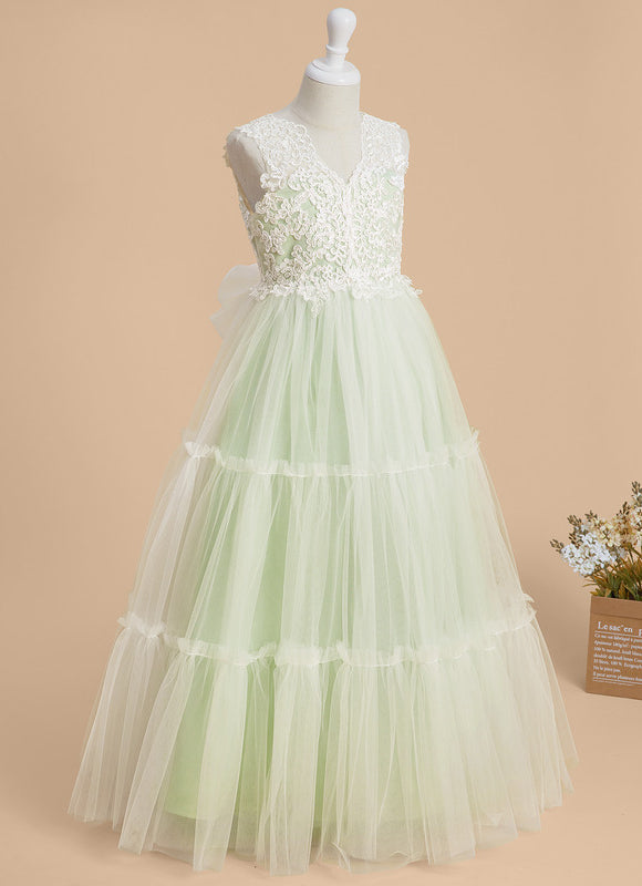Robe De Princesse Tulle Vert Pâle - gallery 2