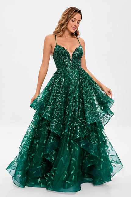 Robe De Princesse Émeraude À Volants - gallery 4