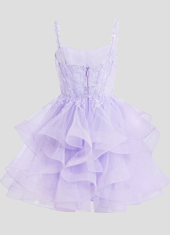 Robe De Princesse Tulle Asymétrique Saumon - gallery 6