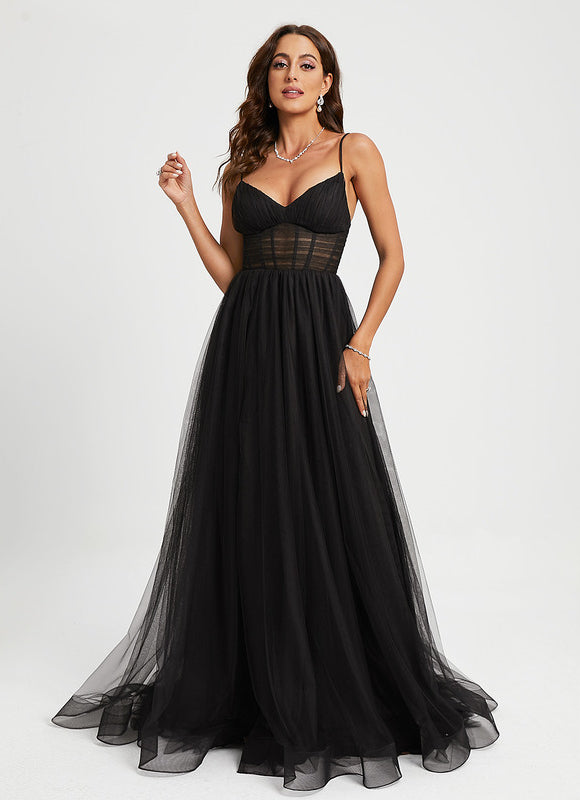 Robe De Princesse Tulle Noire Élégante - gallery 3