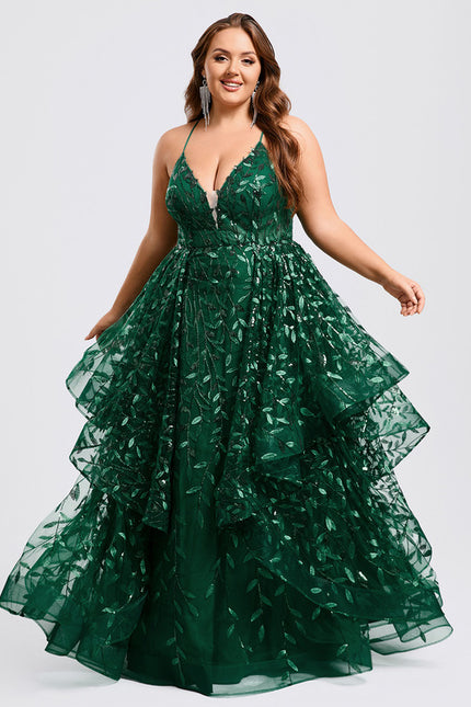 Robe De Princesse Émeraude À Volants - gallery 9