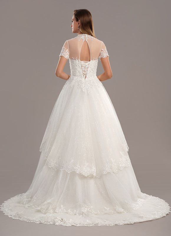 Robe De Princesse Nuptiale En Dentelle - gallery 5