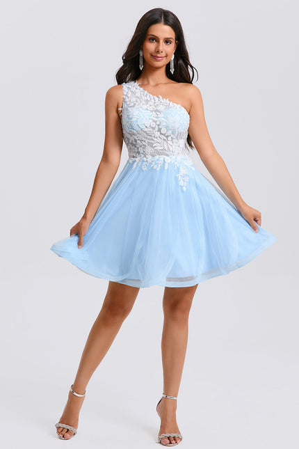 Robe De Princesse Asymétrique Tulle Bleu - gallery 5