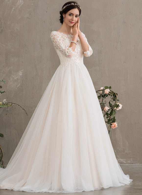 Robe De Princesse Nuptiale En Tulle Scintillant - gallery 4
