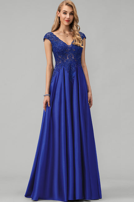 Robe De Princesse Soirée Bleue Satinée - gallery 1