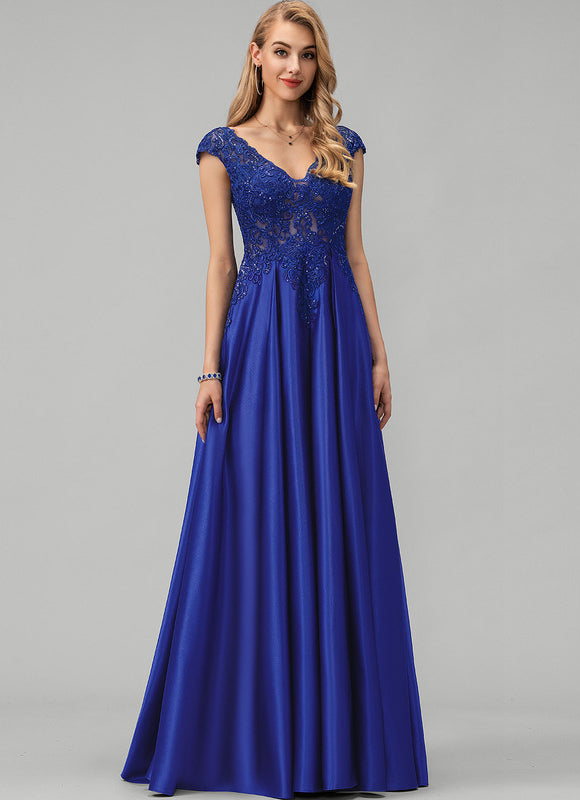 Robe De Princesse Soirée Bleue Satinée - gallery 1