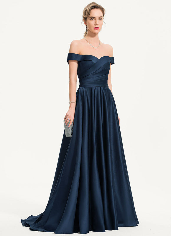 Robe De Princesse Satin Marine - gallery 2