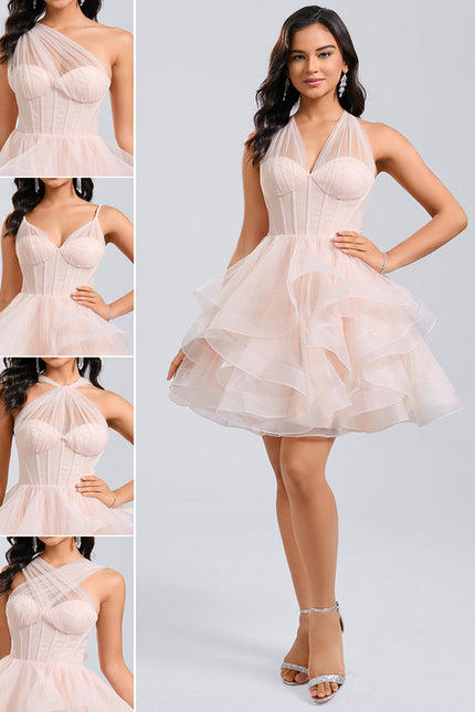 Robe De Princesse Tulle Asymétrique Saumon
